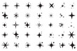 © Vector Vista - Shining star icon set. Set of twinkling star vector. Minimalist twinkle star shape symbols. Shining star icons, abstract sparkle black silhouettes. Modern geometric elements,