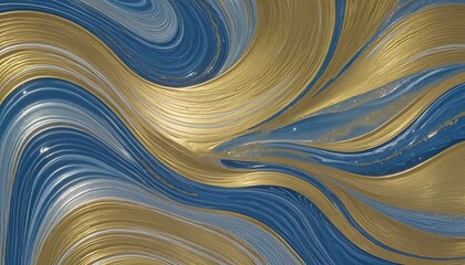 Wall Mural - Beautiful gold and blue wave pattern background in bright colours 