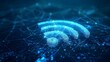 © Ziyan - Abstract digital connectivity concept with glowing Wi-Fi symbol on blue background