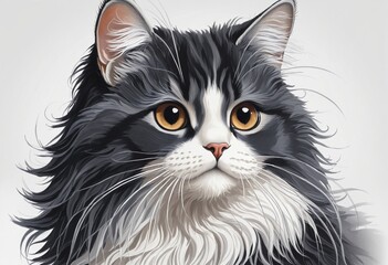 Poster - cute cat illustraion hand paited in bright colours 