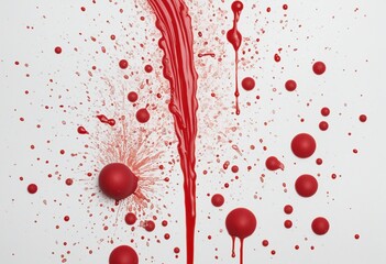 Wall Mural - Red spray stain in shape in bright colours 