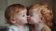 Babies Exchange an Adorable Kiss