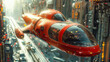 Futuristic Flying Cars over a Metropolis
