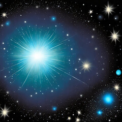 Wall Mural - a view of the night sky with stars and a bright blue star cluster in the middle of the image and a b