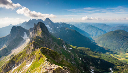 Wall Mural - a view of a mountain range from a bird's - eye view of the top of a mountain range.