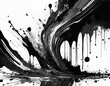 Abstract black in splash, paint, brush strokes, stain grunge isolated on white background