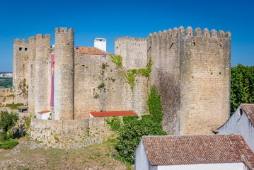 Sticker - Castle in Obidos town, Oeste region, Leiria District of Portugal, view with D. Fernando tower