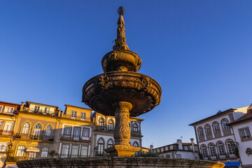 Poster - Old Noble Fountain on Camoes Square in Ponte de Lima town, Portugal