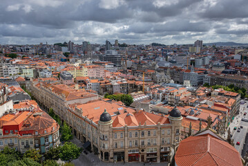 Poster - Aerial view from tower of Clerigos Church in Porto city, Portugal