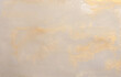 Beige, gold glitter ink watercolor smoke flow stain blot on wet paper grain texture background.