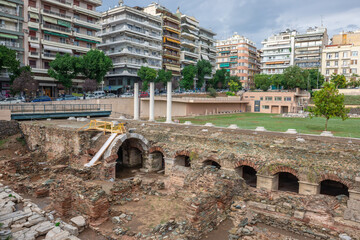 Canvas Print - Ruins of ancient Roman-era Forum in Thessaloniki city, Greece