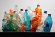 Collection of colorful crushed plastic bottles. Generative AI image