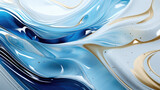 Fototapeta  - Abstract liquid art. Blue and white swirls luxury background. Three-dimensional visual effect. Inspiration mix of 3d art and fluid art.