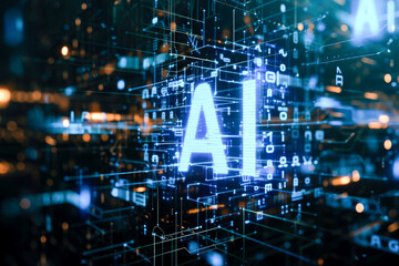 generative ai illustration of digital representation of ai within a complex network, symbolizing dat