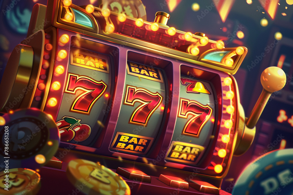 Ilustración de Stock casino slot machine jackpot 777 winner | Adobe Stock