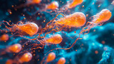 Fototapeta  - Exploring the World of Microscopic Life.  Understanding Spermatozoa Health