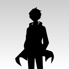 Wall Mural - young man anime style character vector illustration design. Manga Anime Boy Black Hair Faces Cartoon