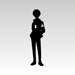 Wall Mural - young man anime style character vector illustration design. Manga Anime Boy Black Hair Faces Cartoon