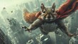 Heroic Squirrel Superhero Leaping Between Towering Skyscrapers to Rescue Critters in Daring Aerial Maneuvers