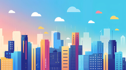 Wall Mural - Geometric city background with a beautiful skyline