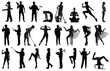 © Pixel-Shot - Group of silhouettes of different people on white background