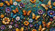 Vibrantly colorful, lush floral and intricate illustrated artwork of graceful, realistic jewel-toned butterflies in a kaleidoscopic, dreamily floral setting.
