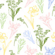 Vintage seamless pattern with spring flowers
