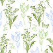 Seamless pattern with spring flowers lily of the valley