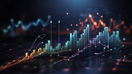  Data Prosperity: Close-Up of Arrow Icon and Percentage with Graph 