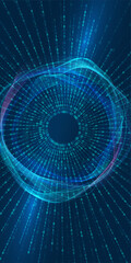 digital innovation, technology, ai, big data. abstract binary shape with circular wave element for d