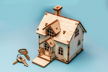 Wall Mural - A house with a bunch of keys in front of it. Ideal for real estate concepts