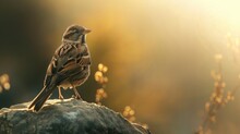 Sparrow Lark With Ashen Crown Captured In Native Environment