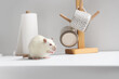 Little rat on sink in kitchen, closeup. Pest control concept