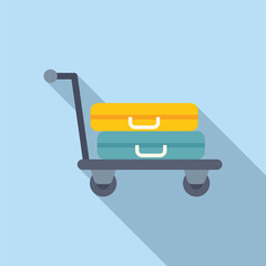 Wall Mural - Object moving trolley icon flat vector. Security airport. Support tag move