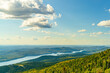 Breathtaking view from Mont Tremblant featuring expansive Canadian forests. High quality photo. Lac-Superier Lake, Quebec, Canada.
