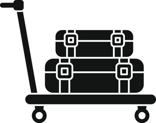 Wall Mural - Luggage trolley with travel bags icon simple vector. Delivery security. Metal balance