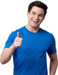 Smiling handsome young Caucasian man giving thumbs up PNG file no background 