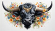 Head of a bull and flowers