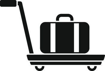 Sticker - Support move luggage trolley icon simple vector. Security platform. Wheel cart