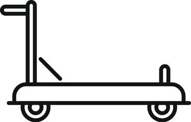 Sticker - Low luggage trolley icon outline vector. Perfect delivery. Moving support