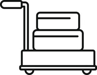 Sticker - Support move trolley icon outline vector. Tour trip package. Metal balance