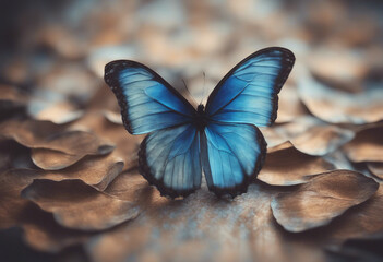 Wall Mural - Butterfly wings texture background Detail of morpho butterfly wings