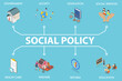 © TarikVision - 3D Isometric Flat Vector Illustration of Social Policy, Education, Reforms and Services