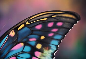 Wall Mural - Bright colorful wing of tropical butterfly texture background Papilio maackii Alpine black swallowta