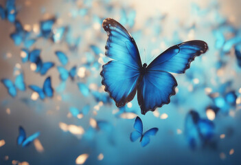 Wall Mural - Blue abstract texture background Butterfly Morpho Wings of a butterfly Morpho Flight of bright blue