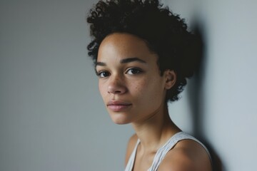 Wall Mural - Portrait of beautiful young african american woman with curly hair