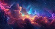 Celestial Nebula Over Cloud Horizon
