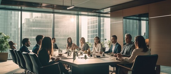 discussion atmosphere in the office meeting room. Business professional