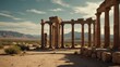 desert walkway with ancient roman columns from Generative AI