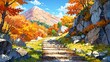 mountain walkway at autumn background from Generative AI